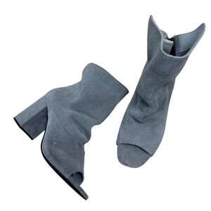 Matisse Gordy Slate Blue Suede Peep Toe Block Heel Ankle Boots Size 8.5 M Brazil
